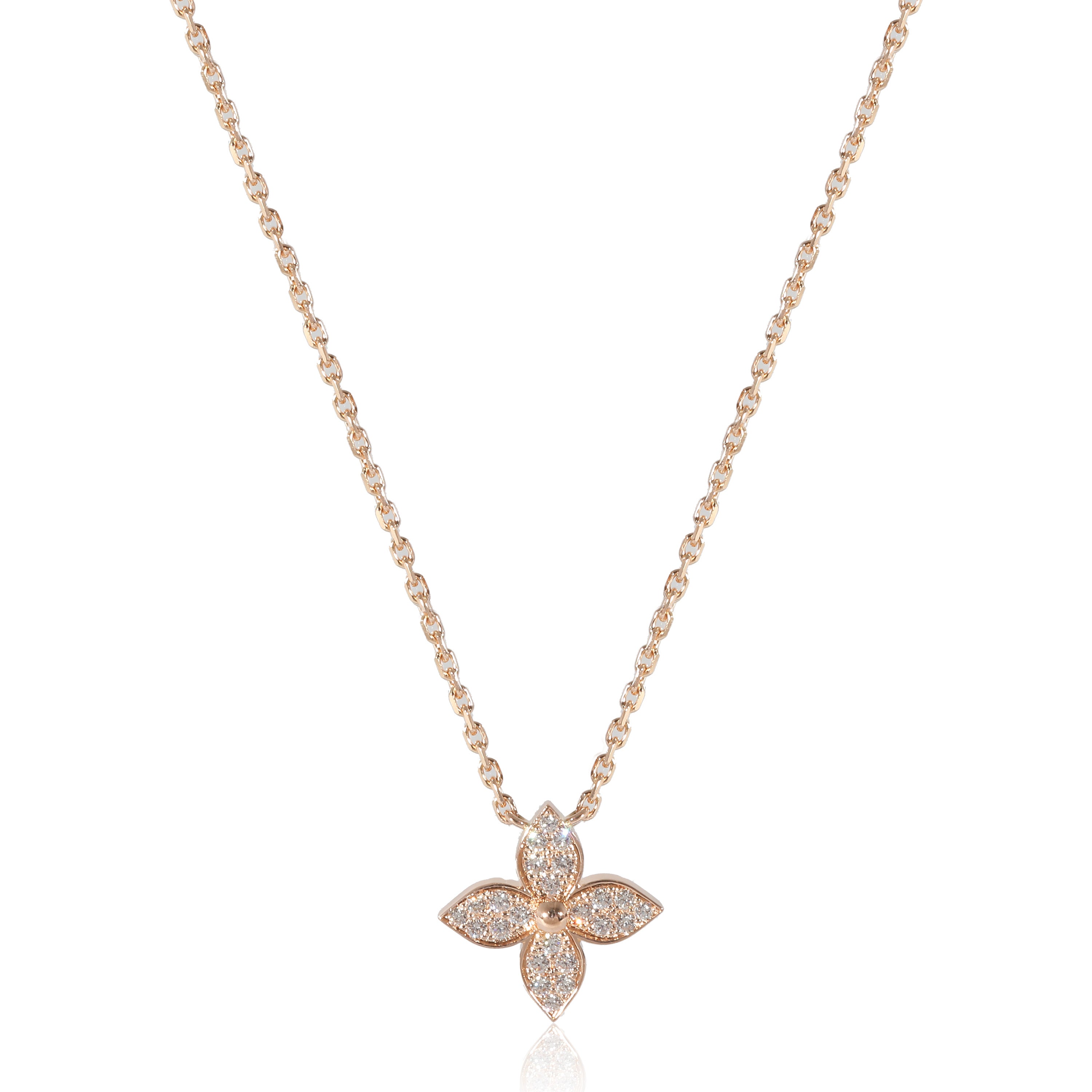 Star Flower Blossom Diamond Pendant Necklace Silver Medium Star