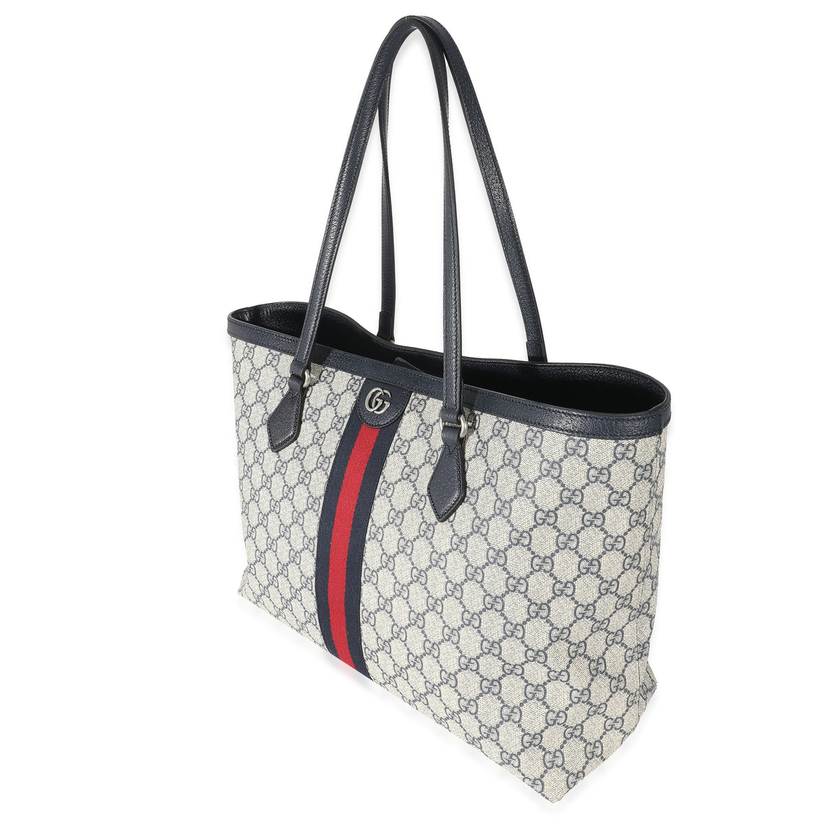Ophidia GG medium tote in beige and white canvas