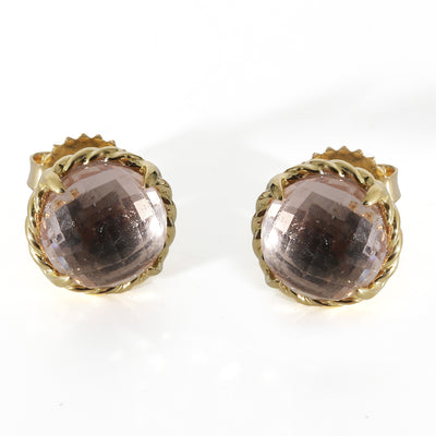 David Yurman Chatelaine Morganite Stud  Earrings in 18K Yellow Gold