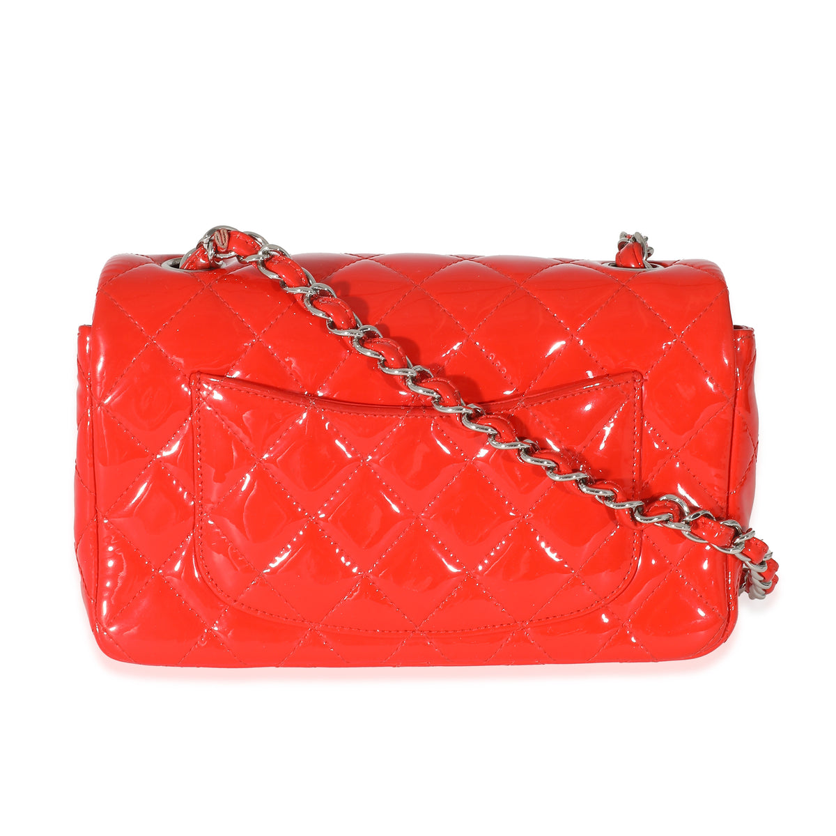 Chanel Red Quilted Patent Mini Rectangular Flap Bag