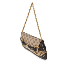 Gucci Beige Ebony GG Canvas Horsebit Chain Clutch Bag