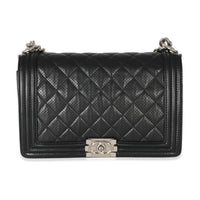 Chanel Black Perforated Lambskin New Medium Boy Bag