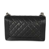 Chanel Black Perforated Lambskin New Medium Boy Bag