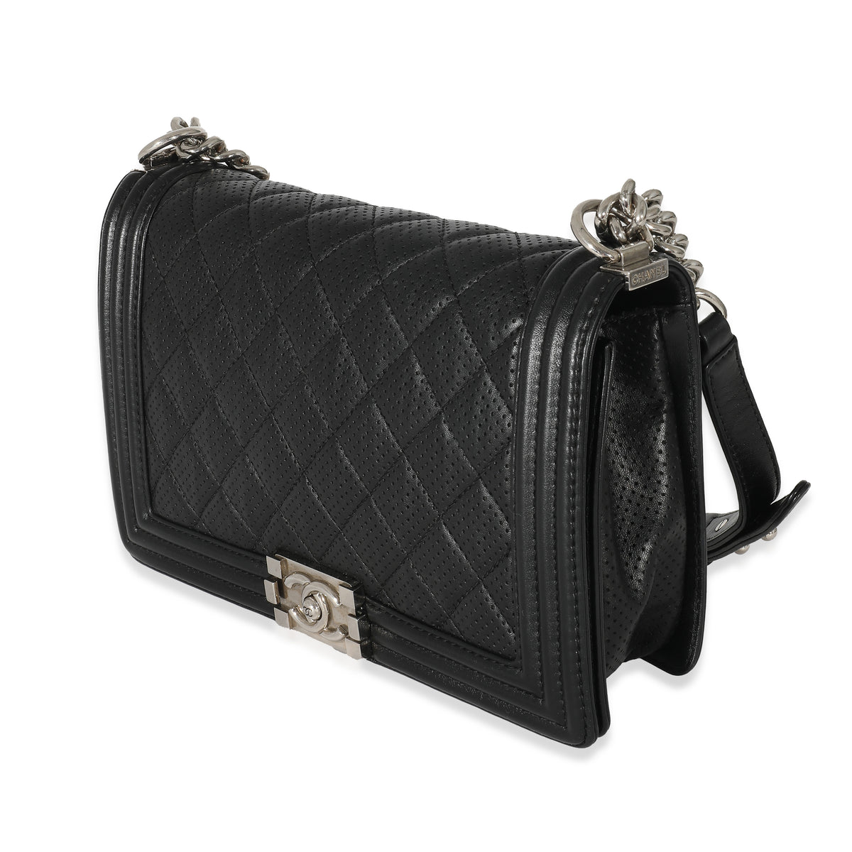 Chanel Black Perforated Lambskin New Medium Boy Bag, myGemma, IT