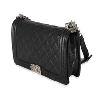 Chanel Black Perforated Lambskin New Medium Boy Bag