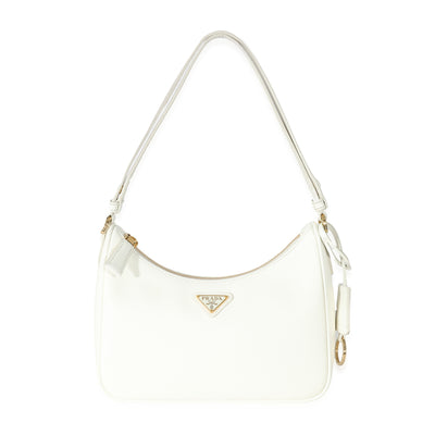 Prada White Saffiano Re-Edition Saffiano Mini Bag