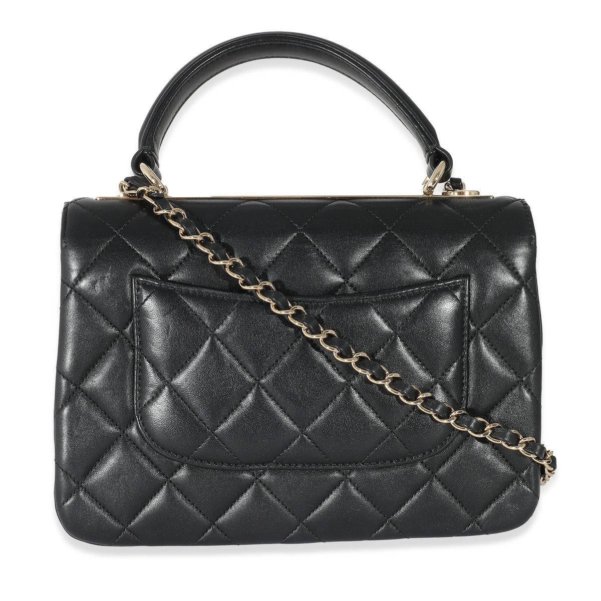 Chanel Black Quilted Lambskin Medium Trendy Top Handle Flap Bag