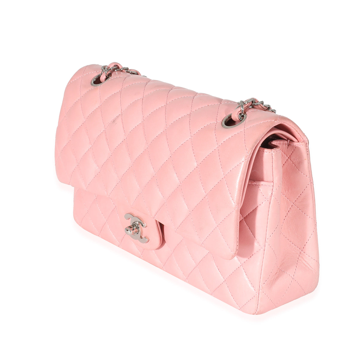 Chanel Pink Lambskin Medium Classic Double Flap Bag