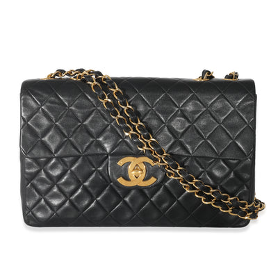 Chanel Vintage Black Quilted Lambskin XL Single Flap Bag