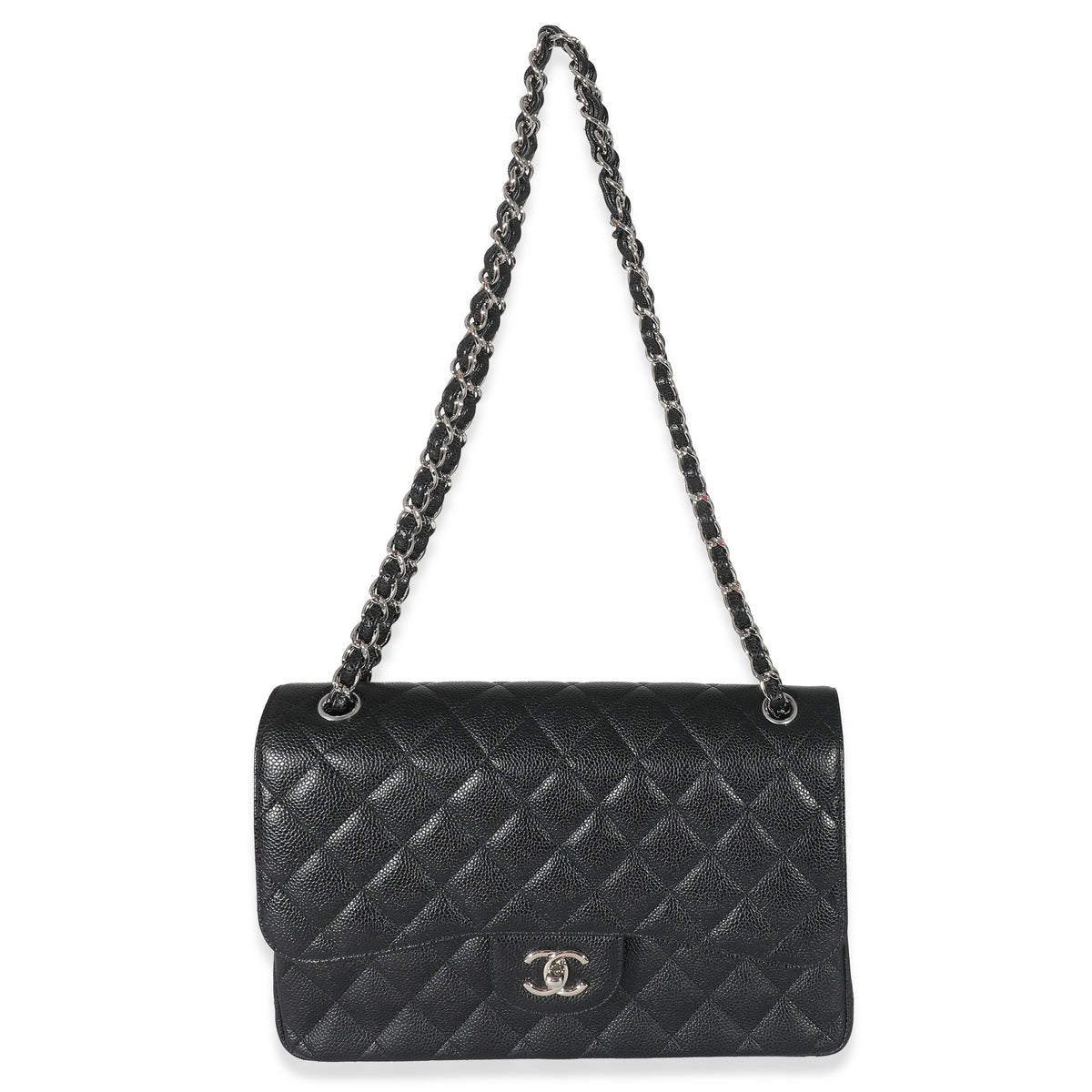 Chanel Black Quilted Caviar Jumbo Double Flap Bag