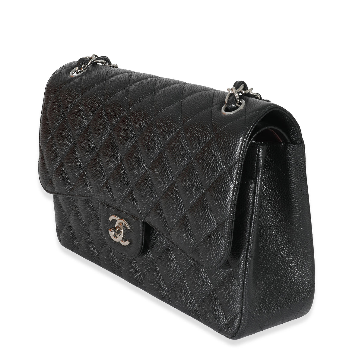 Chanel Black Quilted Caviar Jumbo Double Flap Bag