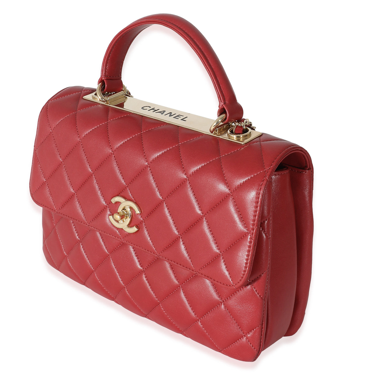 Chanel Red Quilted Lambskin Medium Trendy CC Dual Top Handle Flap Bag, myGemma