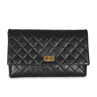 Chanel Black Leather Reissue Fold Over Clutch