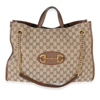 Gucci Beige GG Canvas Large Horsebit 1955 Tote