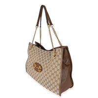 Gucci Beige GG Canvas Large Horsebit 1955 Tote