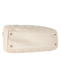 Chanel Beige Crinkled Leather Large Mademoiselle Just Bowling Bag