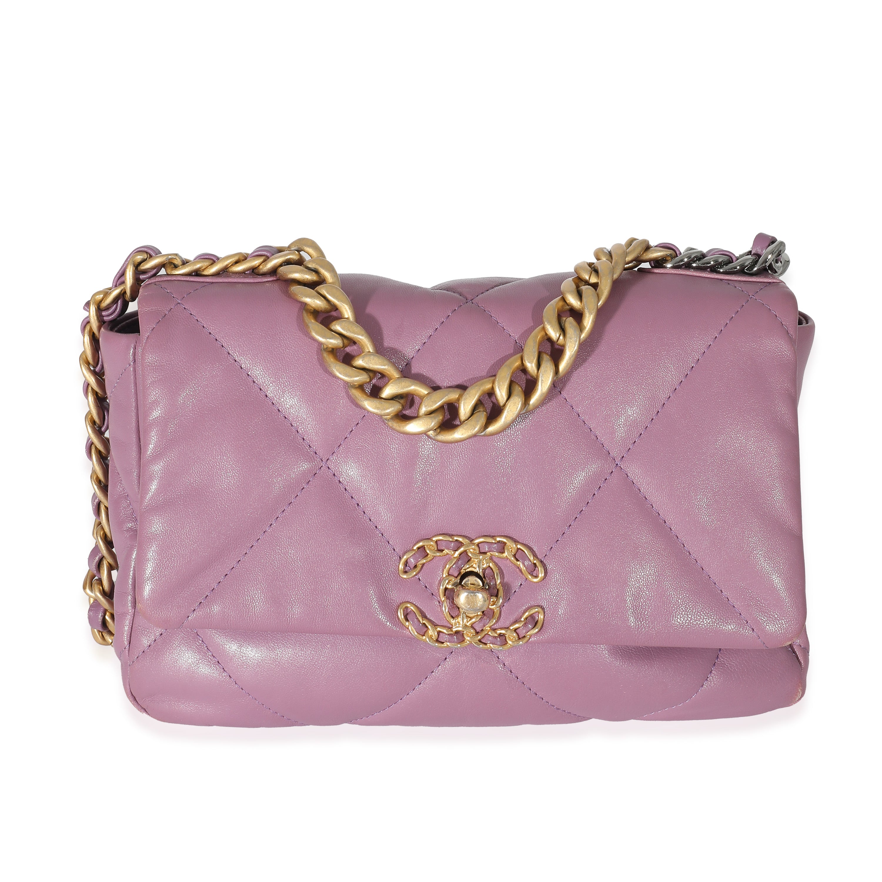Chanel Purple Shiny Lambskin Chanel 19 Bag