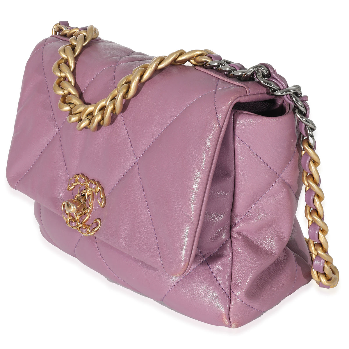 Chanel Purple Shiny Lambskin Chanel 19 Bag