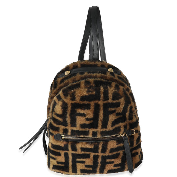 Fendi Tobacco Shearling Macro FF 1974 Mini Backpack | myGemma