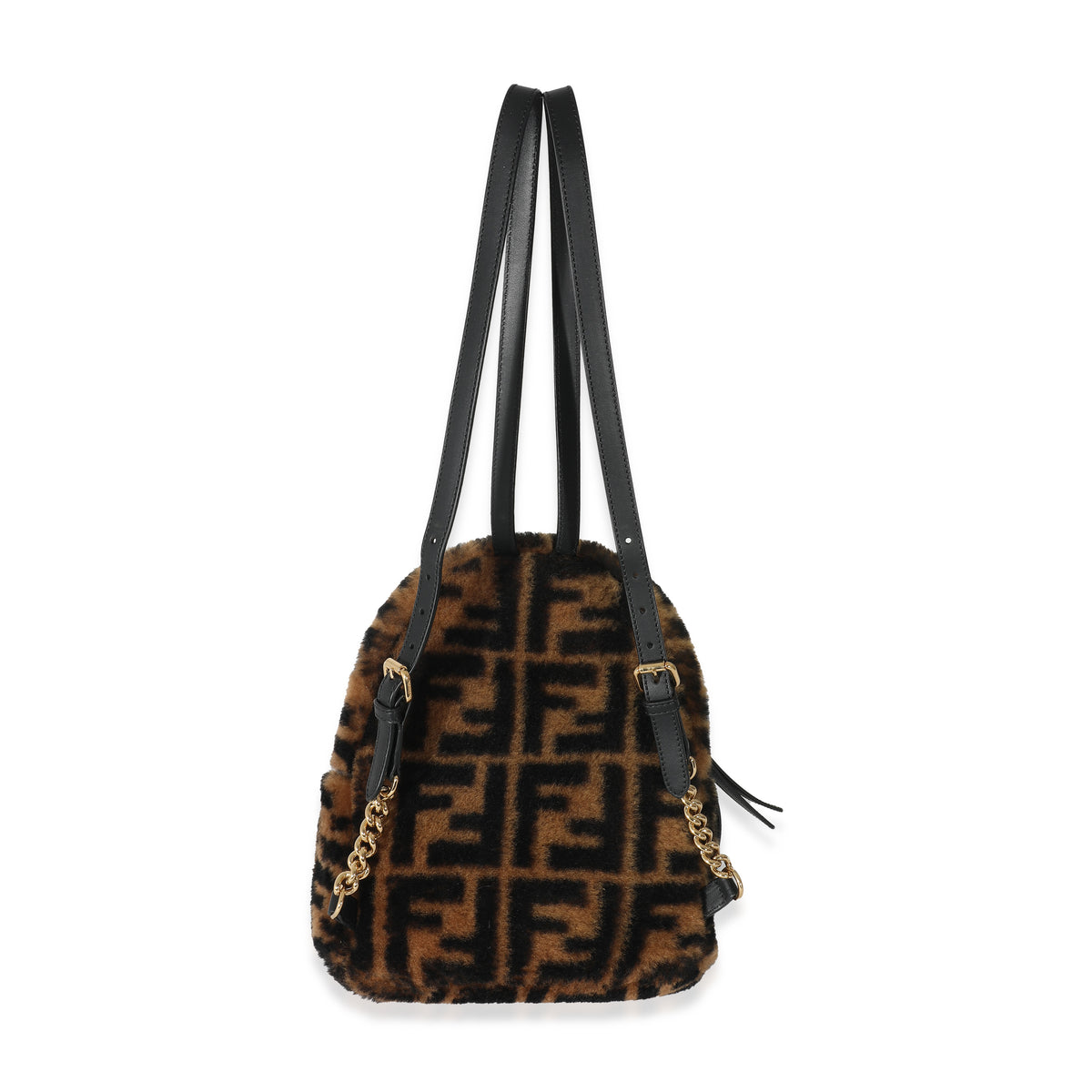 fendi mini monogram backpack Fendi Tobacco Shearling Macro FF 1974 Mini Backpack | myGemma | FR