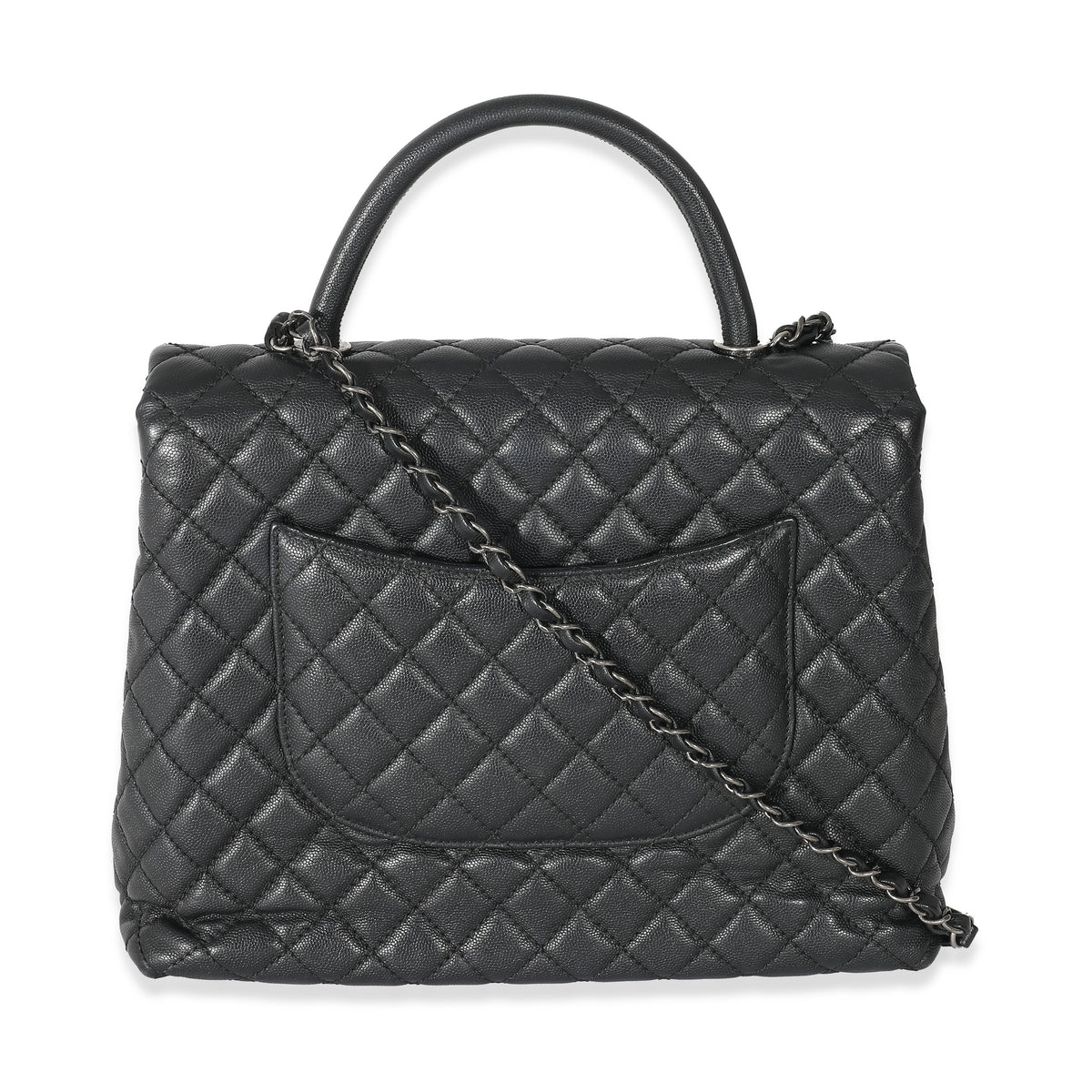 Chanel Black Quilted Caviar Large Coco Top Handle Flap Bag