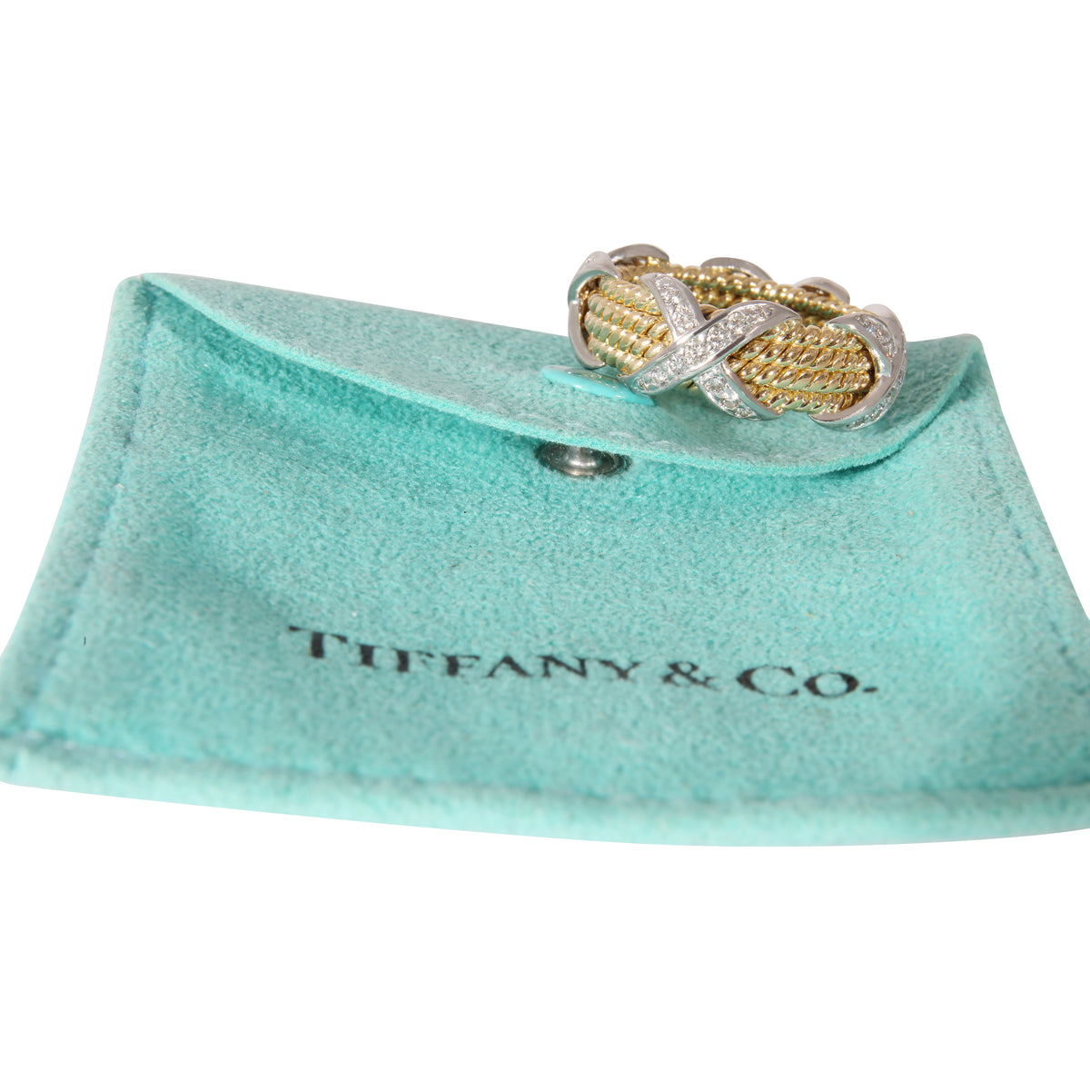 Tiffany & Co. Schlumberger Ring in 18k Yellow Gold/Platinum 0.54 CTW