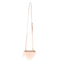 Prada Orchid Pink Shearling Saffiano Mini Triangle Pouch