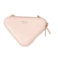 Prada Orchid Pink Shearling Saffiano Mini Triangle Pouch