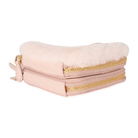 Prada Orchid Pink Shearling Saffiano Mini Triangle Pouch