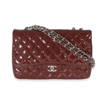 Chanel Burgundy Patent Jumbo Single Flap Bag
