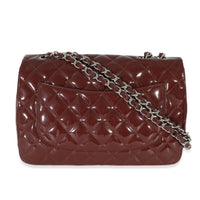 Chanel Burgundy Patent Jumbo Single Flap Bag