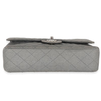 Chanel Grey Metallic Canvas Medium Classic Double Flap Bag