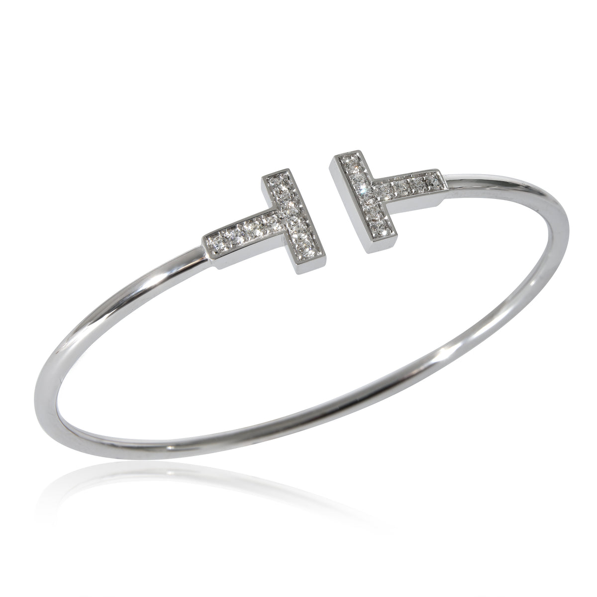 Tiffany & Co. T Wire Diamond Bracelet in 18K White Gold 0.24 CTW