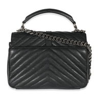 Saint Laurent Black Sheepskin Matelasse Chevron Small College Bag