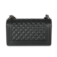 Chanel Black Quilted Caviar Medium Boy Bag