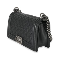 Chanel Black Quilted Caviar Medium Boy Bag