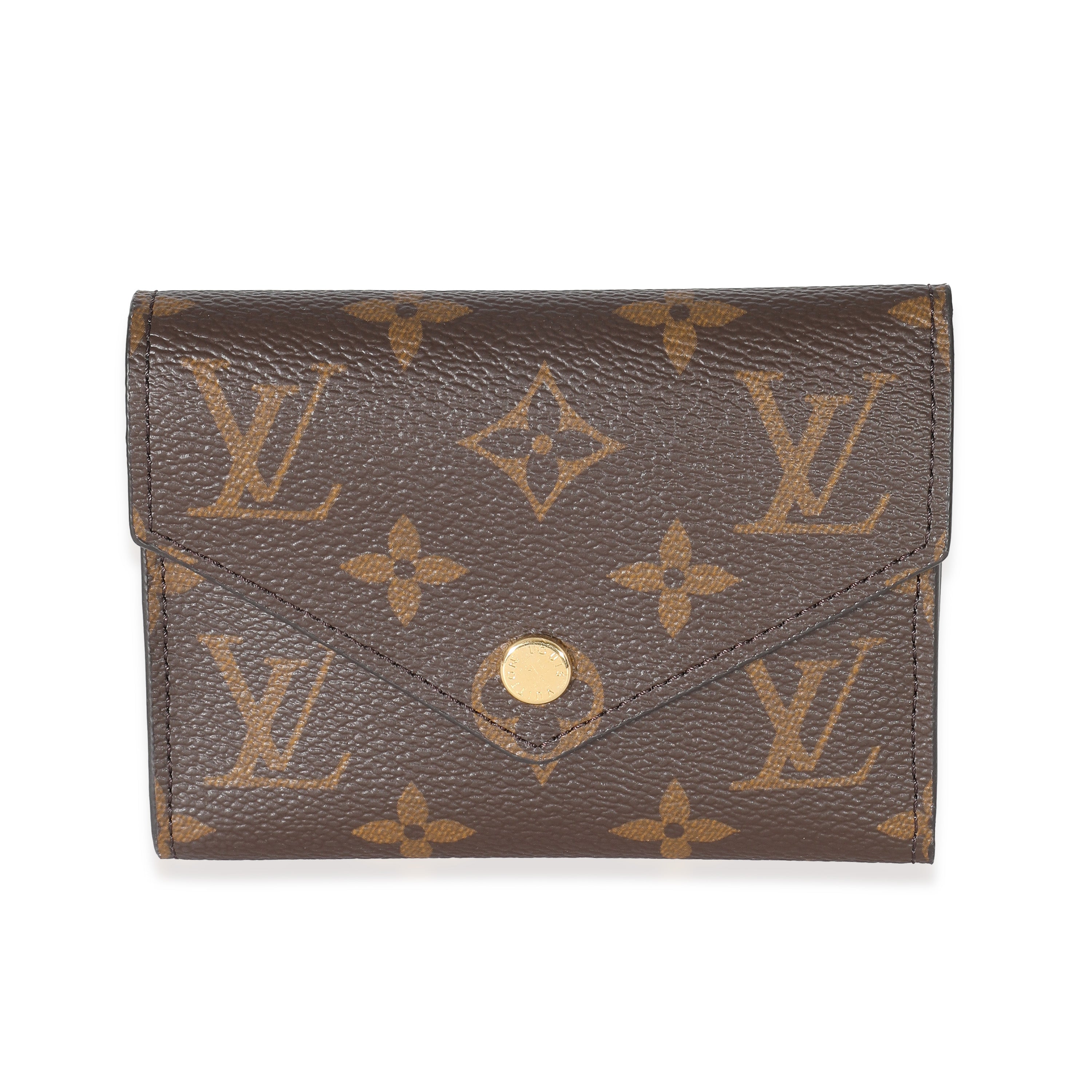 Louis Vuitton Brown Monogram Coated Canvas Victorine Wallet Gold