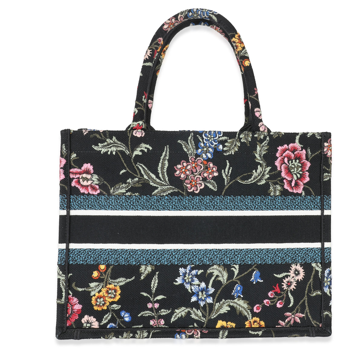 Christian Dior Black Multicolor Dior Petites Fleurs Medium Book Tote