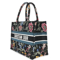 Christian Dior Black Multicolor Dior Petites Fleurs Medium Book Tote