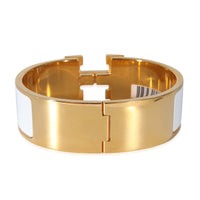 Gold Plated Hermès Clic Clac H Bracelet in Blanc