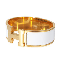 Gold Plated Hermès Clic Clac H Bracelet in Blanc