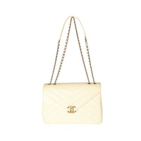 Chanel Cream Chevron Lambskin Coco Envelope Flap Bag