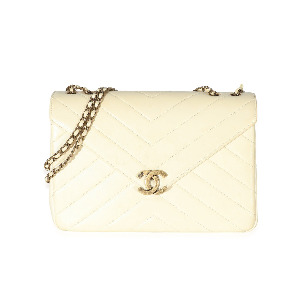 Chanel Cream Chevron Lambskin Coco Envelope Flap Bag, myGemma, QA