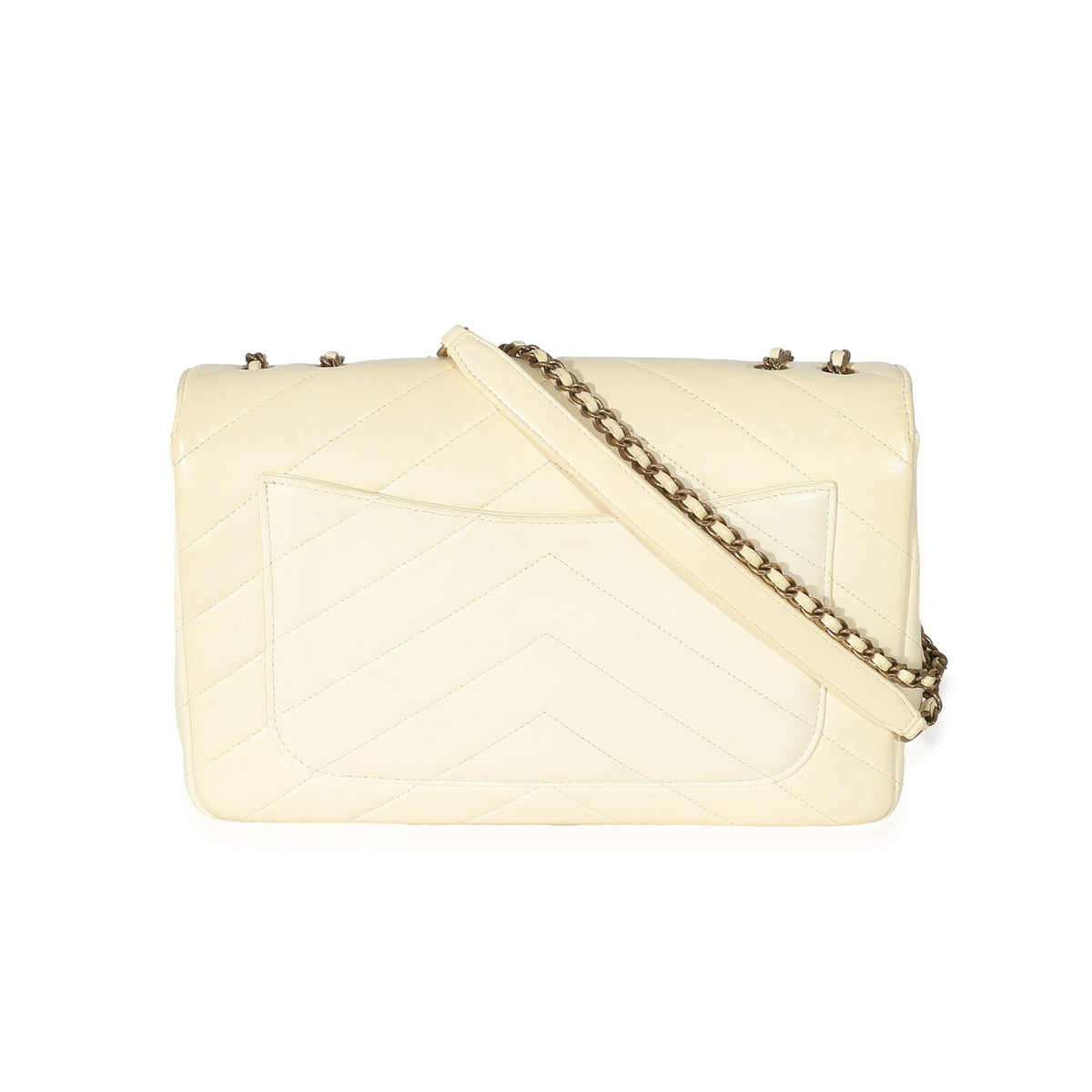 Chanel Cream Chevron Lambskin Coco Envelope Flap Bag