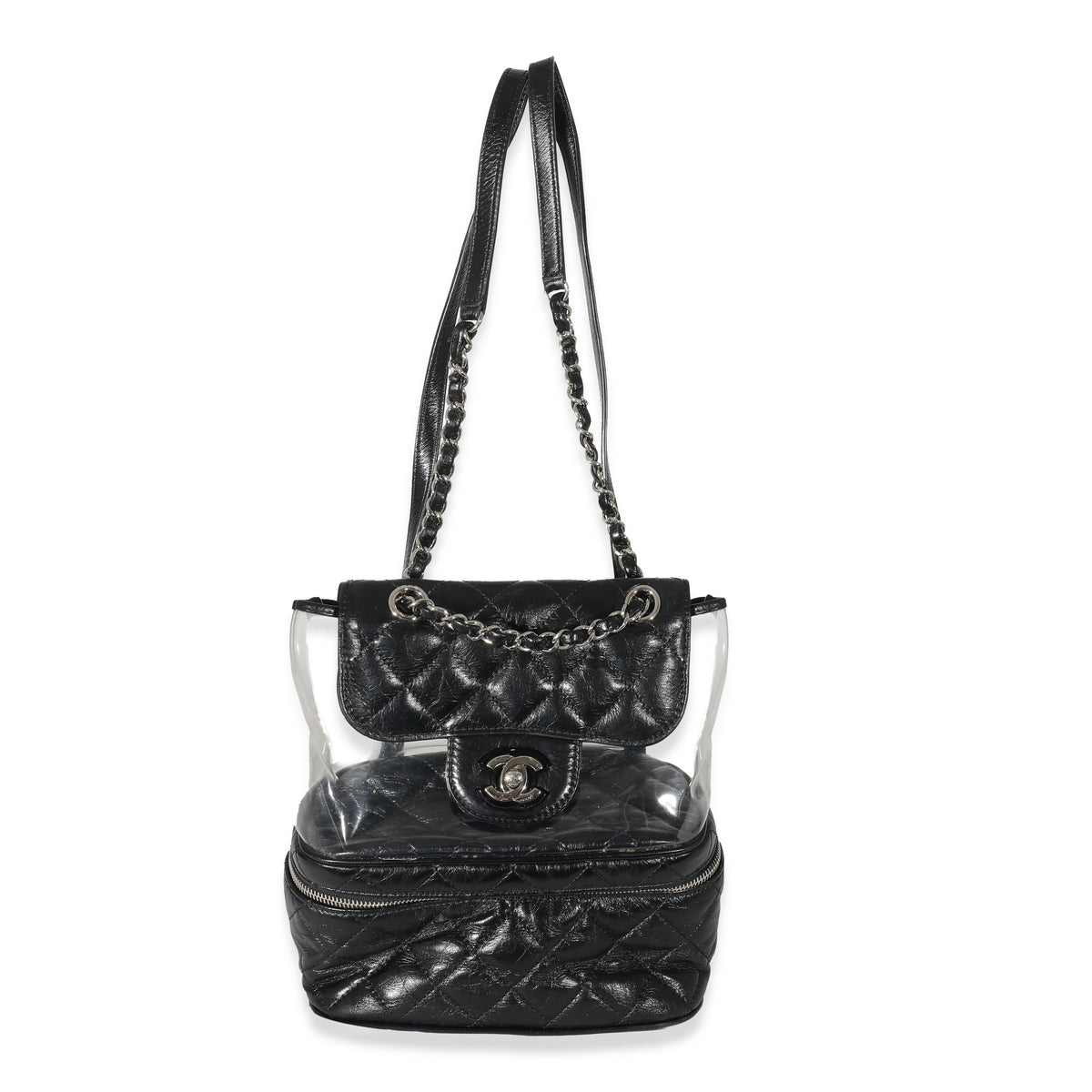 Chanel Black Crumpled Calfskin PVC Small Aquarium Backpack, myGemma