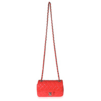 Chanel Red Quilted Patent Mini Rectangular Classic Single Flap Bag