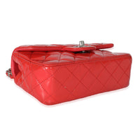 Chanel Red Quilted Patent Mini Rectangular Classic Single Flap Bag