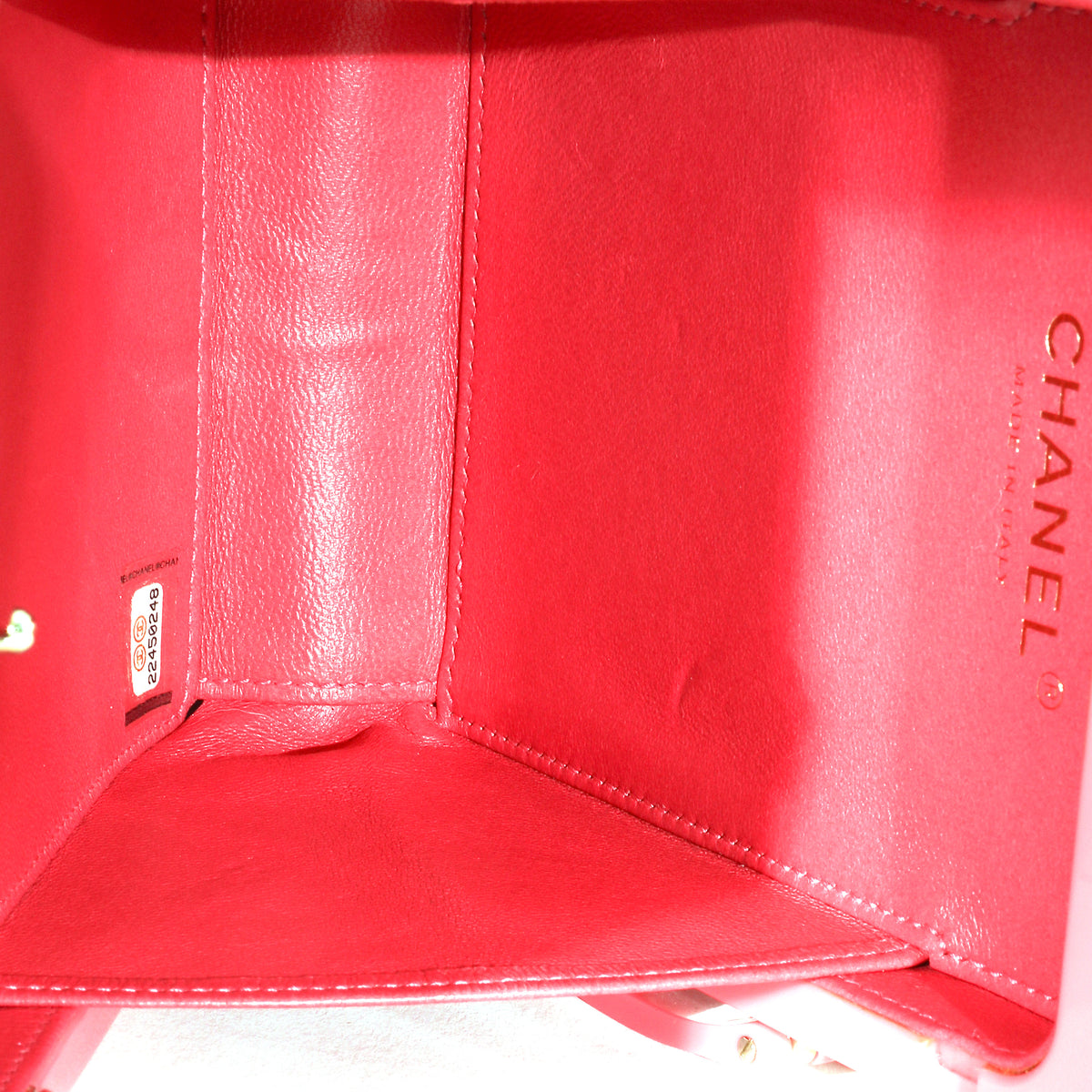 Chanel Flap Red Lambskin Long Wallet (including Identification Card) Auction