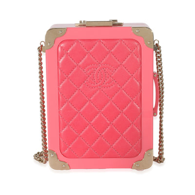 Chanel Pink Plexi Lambskin Evening In The Air CC Trolley Minaudière Clutch