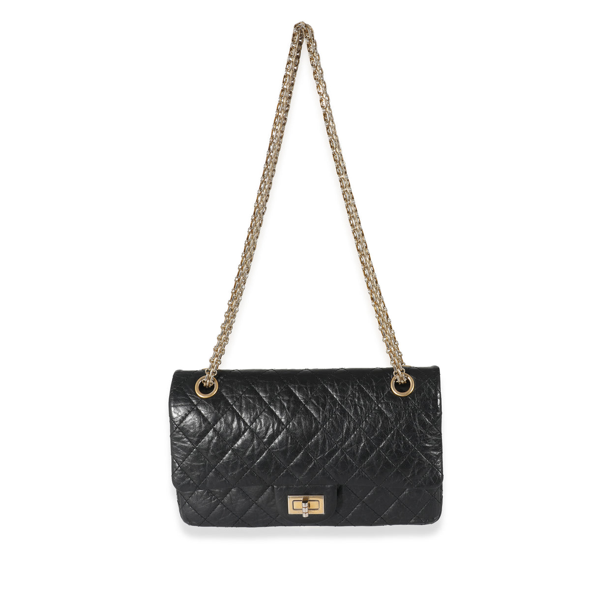 Chanel Black Aged Calfskin Quilted 2.55 Reissue 225 Flap Bag